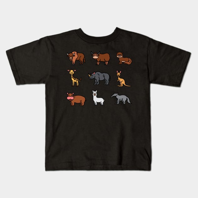 Cute animal zen mode Kids T-Shirt by monicasareen